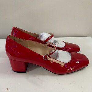 The Drop Mary Jane Pumps Womens 11 Red Patent Square Toe Block Heel